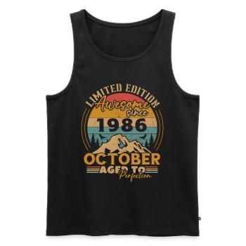 Original October 1986 vintage anniversary 1986 - Men's Premium Organic Tank Top - black - Front - Michal (187cm)