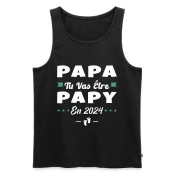Futur Grand Père Papa Tu Vas Être Papy 2024 - Débardeur bio Premium Homme - noir - Devant - Michal (187cm)