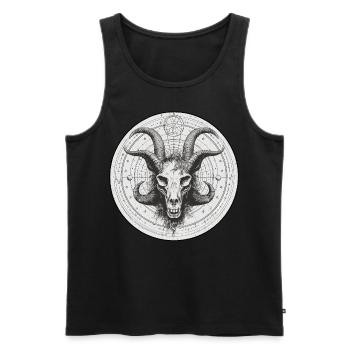 Creepy Satanic Baphomet Skull Unholy Mystic Occult - Männer Premium Bio Tank Top - Schwarz - Vorne - Michal (187cm)