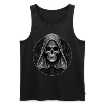 Unholy Satanic Grim Reaper Occult Skull Goth - Männer Premium Bio Tank Top - Schwarz - Vorne - Michal (187cm)
