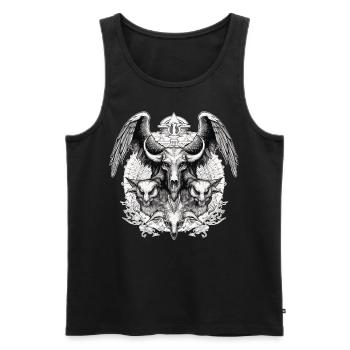 Creepy Demon Skull Occult Horror Gothic Wicca - Männer Premium Bio Tank Top - Schwarz - Vorne - Michal (187cm)