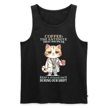 Coffee The Antidote Cat Doctor Funny Caffeine Love - Männer Premium Bio Tank Top - Schwarz - Vorne - Michal (187cm)