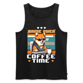 Game Over Coffee Time Funny Gamer Shiba Inu Gaming - Männer Premium Bio Tank Top - Schwarz - Vorne - Michal (187cm)