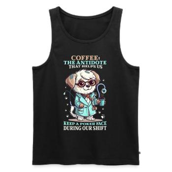 Coffee The Antidote Dog Doctor Funny Coffeeholic Q - Männer Premium Bio Tank Top - Schwarz - Vorne - Michal (187cm)