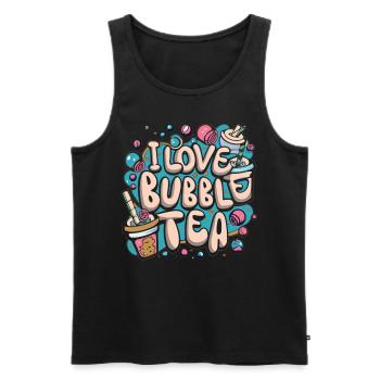Bubble Tea Dreams - Love, Life, Bubble Tea! - Men's Premium Organic Tank Top - black - Front - Michal (187cm)
