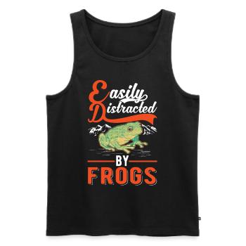 Easily distracted by Frogs Frosch - Männer Premium Bio Tank Top - Schwarz - Vorne - Michal (187cm)