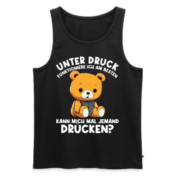 Unter Druck arbeite ich am besten Trauriger Teddy - Männer Premium Bio Tank Top - Schwarz - Vorne - AI Model Male 178 light (178cm)