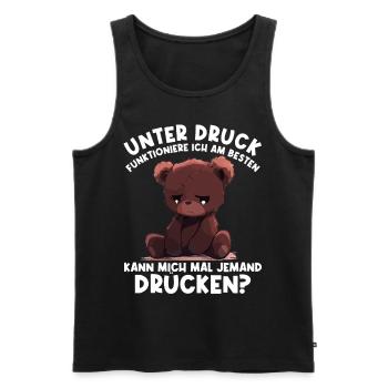 Unter Druck arbeite ich am besten Trauriger Teddy - Männer Premium Bio Tank Top - Schwarz - Vorne - AI Model Male 178 light (178cm)