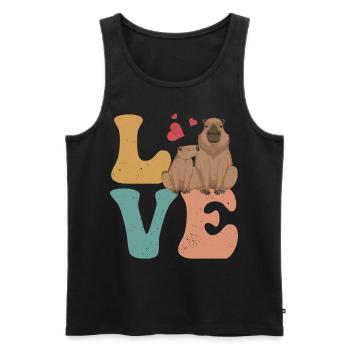 Capybara Capibara LOVE - Männer Premium Bio Tank Top - Schwarz - Vorne - AI Model Male 178 light (178cm)
