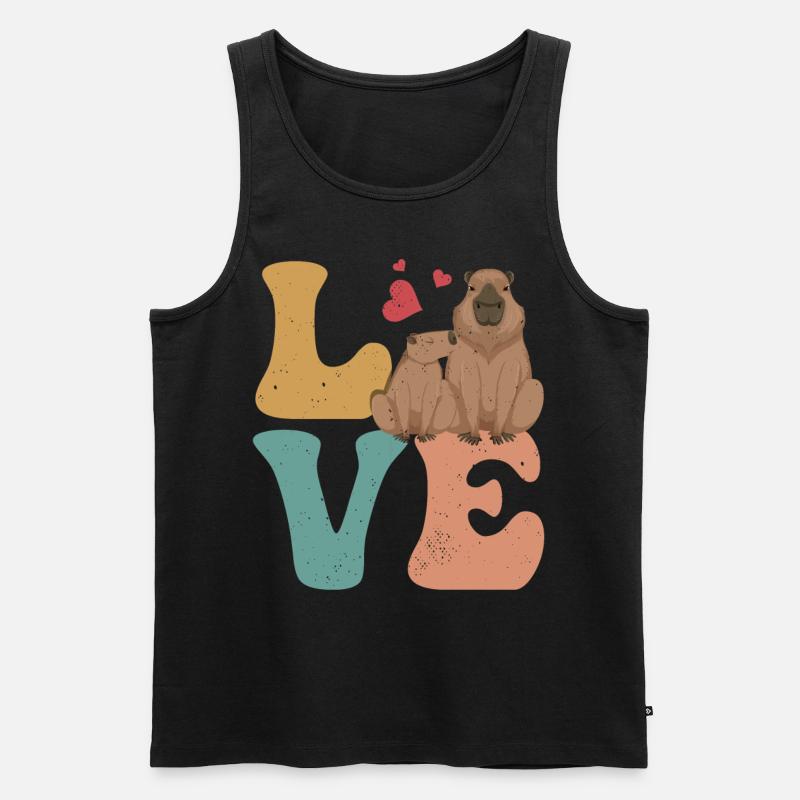 Capybara Capibara LOVE - Männer Premium Bio Tank Top - Schwarz