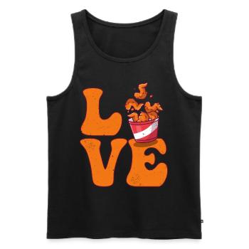 Les ailes de poulet LOVE - Débardeur bio Premium Homme - noir - Devant - AI Model Male 178 light (178cm)