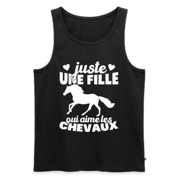 Juste une fille qui aime les chevaux humour - Débardeur bio Premium Homme - noir - Devant - Michal (187cm)