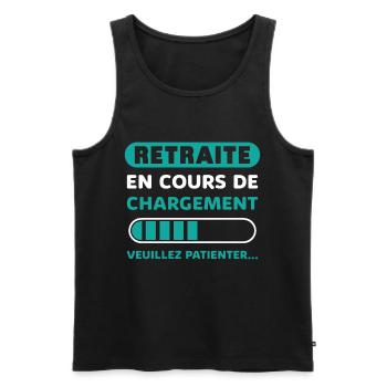 Départ En Retraite Humour Retraite En Cours - Débardeur bio Premium Homme - noir - Devant - AI Model Male 178 light (178cm)