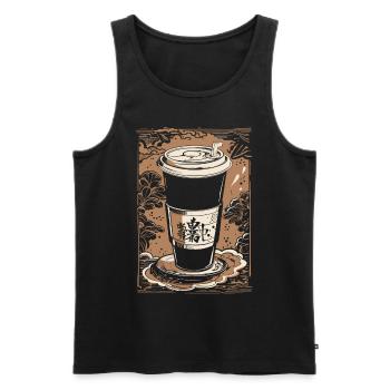 Kaffee im Ukiyo-E Japan Stil Kaffeeliebhaber - Männer Premium Bio Tank Top - Schwarz - Vorne - Michal (187cm)