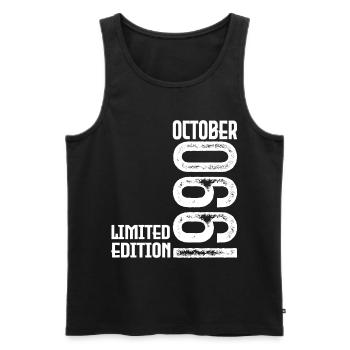 October 1990 Anniversary Gift. October 1990. - Men's Premium Organic Tank Top - black - Front - AI Model Male 178 light (178cm)