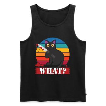What? - Men's Premium Organic Tank Top - black - Front - Michal (187cm)