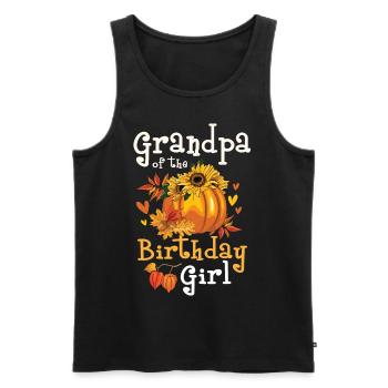 Grand-père de la fille d’anniversaire - Débardeur bio Premium Homme - noir - Devant - AI Model Male 178 light (178cm)