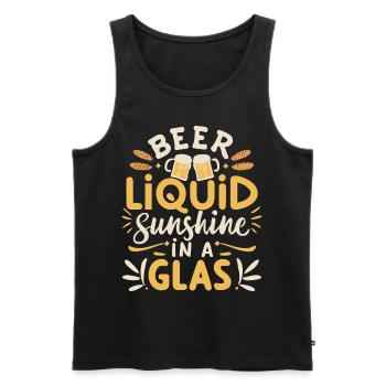Bière liquide soleil dans un verre Dicton de bière - Débardeur bio Premium Homme - noir - Devant - Michal (187cm)