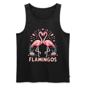 Confiance et affection - Flamants roses de l’amour - Débardeur bio Premium Homme - noir - Devant - AI Model Male 178 light (178cm)