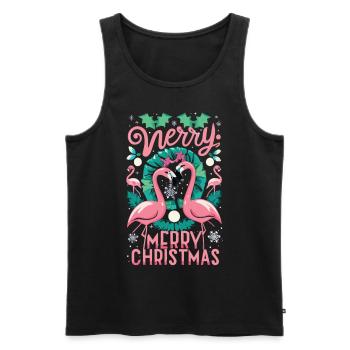 Flamingo at Christmas Time - Unforgettable Celebration - Men's Premium Organic Tank Top - black - Front - AI Model Male 178 light (178cm)