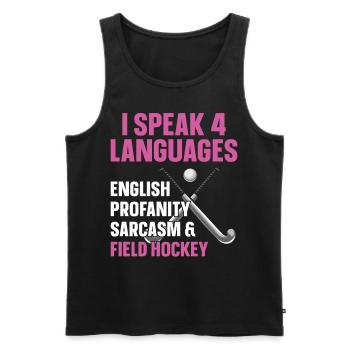 Field Hockey I Speak 4 Languages - Men's Premium Organic Tank Top - black - Front - Michal (187cm)
