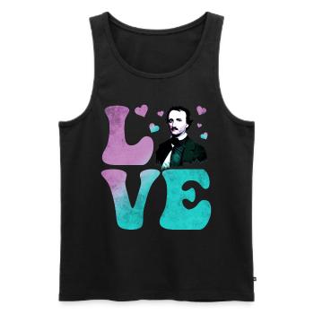 Edgar Allan Poe Littérature anglaise AMOUR - Débardeur bio Premium Homme - noir - Devant - AI Model Male 178 light (178cm)