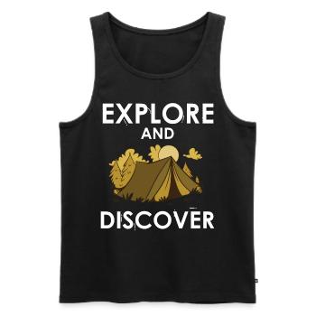 Explore and discover - Männer Premium Bio Tank Top - Schwarz - Vorne - AI Model Male 178 light (178cm)