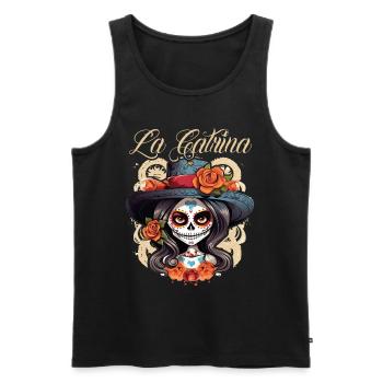 La Catrina Cooles Dia De Los Muertos Design - Männer Premium Bio Tank Top - Schwarz - Vorne - AI Model Male 178 light (178cm)
