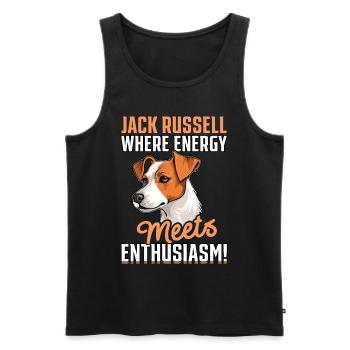 Jack Russell where energy meets enthusiasm - Männer Premium Bio Tank Top - Schwarz - Vorne - Michal (187cm)