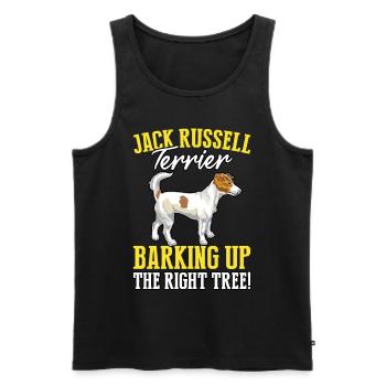 Jack Russell Terrier barking up the right tree - Männer Premium Bio Tank Top - Schwarz - Vorne - Michal (187cm)