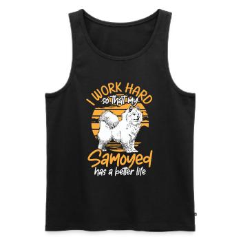 Arbeite für meinen Samojede Samojedenspitz - Männer Premium Bio Tank Top - Schwarz - Vorne - AI Model Male 178 light (178cm)