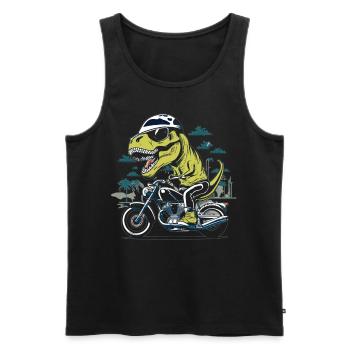 T-Rex Biker - A Primeval Ride - Men's Premium Organic Tank Top - black - Front - AI Model Male 178 light (178cm)