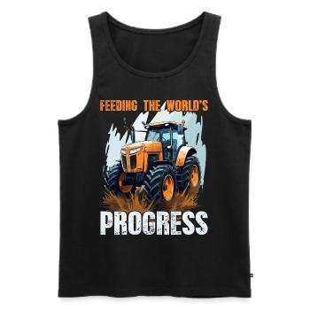 Feeding World's Progress Traktor Landwirt Bauer - Männer Premium Bio Tank Top - Schwarz - Vorne - Michal (187cm)