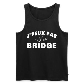 je peux pas j'ai bridge cadeau humour citations - Débardeur bio Premium Homme - noir - Devant - Michal (187cm)