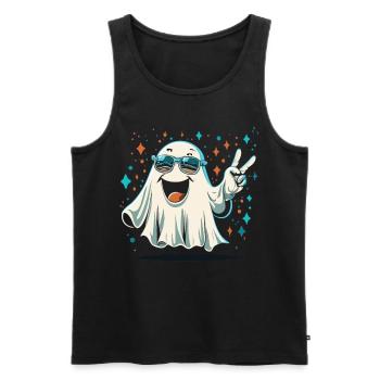 Ghostly Peace: A Peaceful Halloween Message - Men's Premium Organic Tank Top - black - Front - AI Model Male 178 light (178cm)