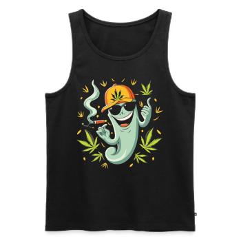 Stoned Ghost - Amusez-vous avec l’ de l’herbe - Débardeur bio Premium Homme - noir - Devant - AI Model Male 178 light (178cm)