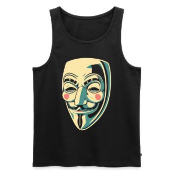 Masque Guy Fawkes - Débardeur bio Premium Homme - noir - Devant - AI Model Male 178 light (178cm)