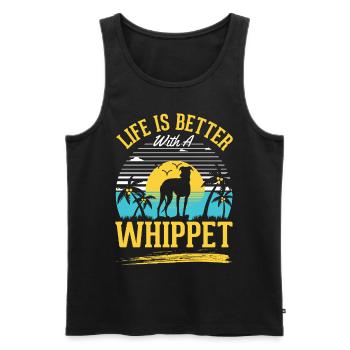 Das Leben ist besser mit einem Whippet - Männer Premium Bio Tank Top - Schwarz - Vorne - Michal (187cm)