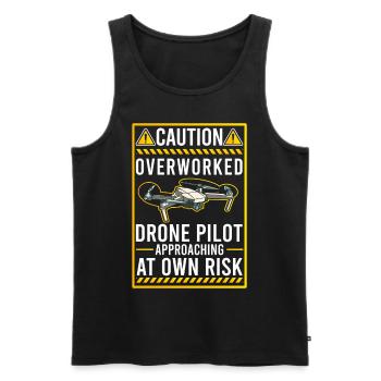 À l’attention de : Drones pilotes de drones révisés - Débardeur bio Premium Homme - noir - Devant - Michal (187cm)