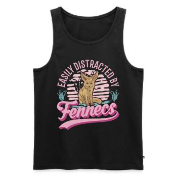 Easily distracted by Fennecs Fennek Wüstenfuchs - Männer Premium Bio Tank Top - Schwarz - Vorne - Michal (187cm)