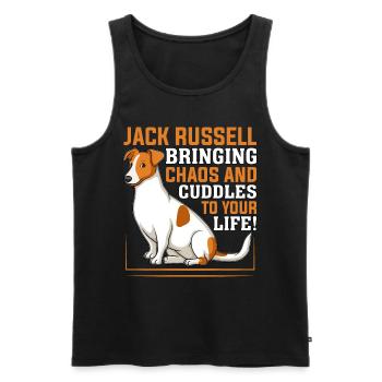 Jack Russell bringing chaos and cuddles to your - Men's Premium Organic Tank Top - black - Front - Michal (187cm)