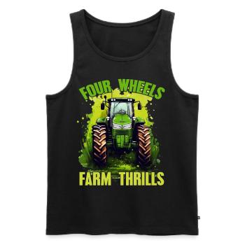 Four Wheels Farm Thrills Tractor Farmer Gift - Men's Premium Organic Tank Top - black - Front - Michal (187cm)