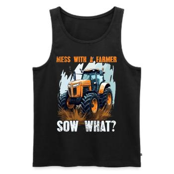 Jouer avec une truie fermière quoi? Agriculteur de tracteurs - Débardeur bio Premium Homme - noir - Devant - Michal (187cm)