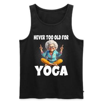 Never Too Old For Yoga - Männer Premium Bio Tank Top - Schwarz - Vorne - Michal (187cm)