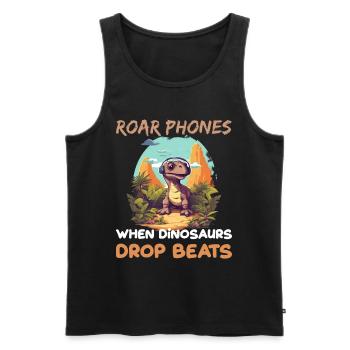 Roar Phones When Dinosaurs Drop Beats für Dino - Männer Premium Bio Tank Top - Schwarz - Vorne - Michal (187cm)