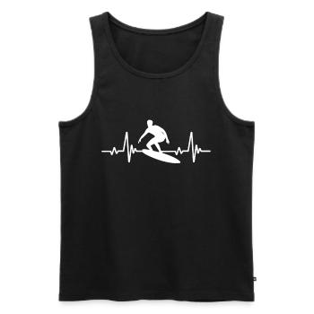 Surf, Hommes, Rythme cardiaque, Sports, ECG, Surf - Débardeur bio Premium Homme - noir - Devant - AI Model Male 178 light (178cm)