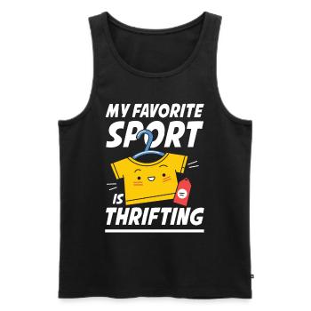 My Favorite Sport Is Thrifting für Sparsame - Männer Premium Bio Tank Top - Schwarz - Vorne - AI Model Male 178 light (178cm)