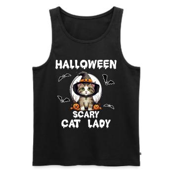 Pumpkin Katze Kürbis Halloween Katzen - Männer Premium Bio Tank Top - Schwarz - Vorne - Michal (187cm)