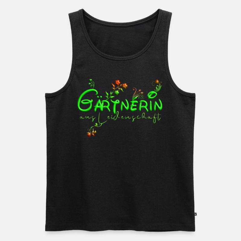 Gärtnerin mit Blumen - Männer Premium Bio Tank Top - Schwarz