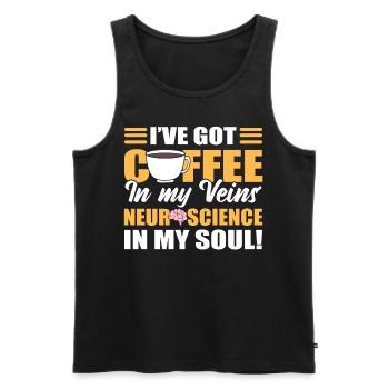 Coffee In My Veins & Neuroscience In My Soul! - Men's Premium Organic Tank Top - black - Front - AI Model Male 178 light (178cm)